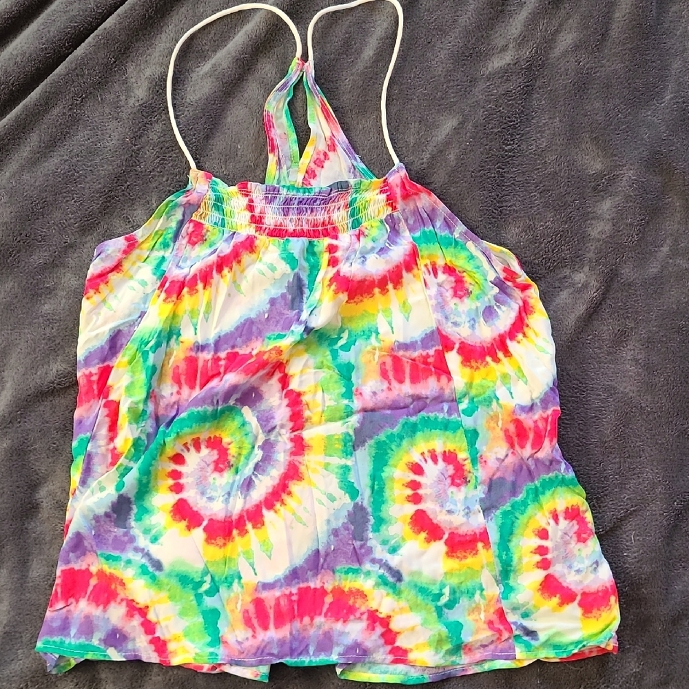No Boundaries Tie-Dye Spiral Halter Camisole - Multicolor